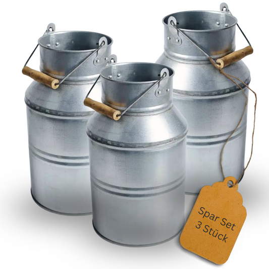 Spar Set 3 Stück -  Zinkgefäß - Zinkbehälter zum Bepflanzen - in Farbe Natur Zink - geeignet für Innen & Außen - Winterfest - Pflanzgefäß + Gartendeko