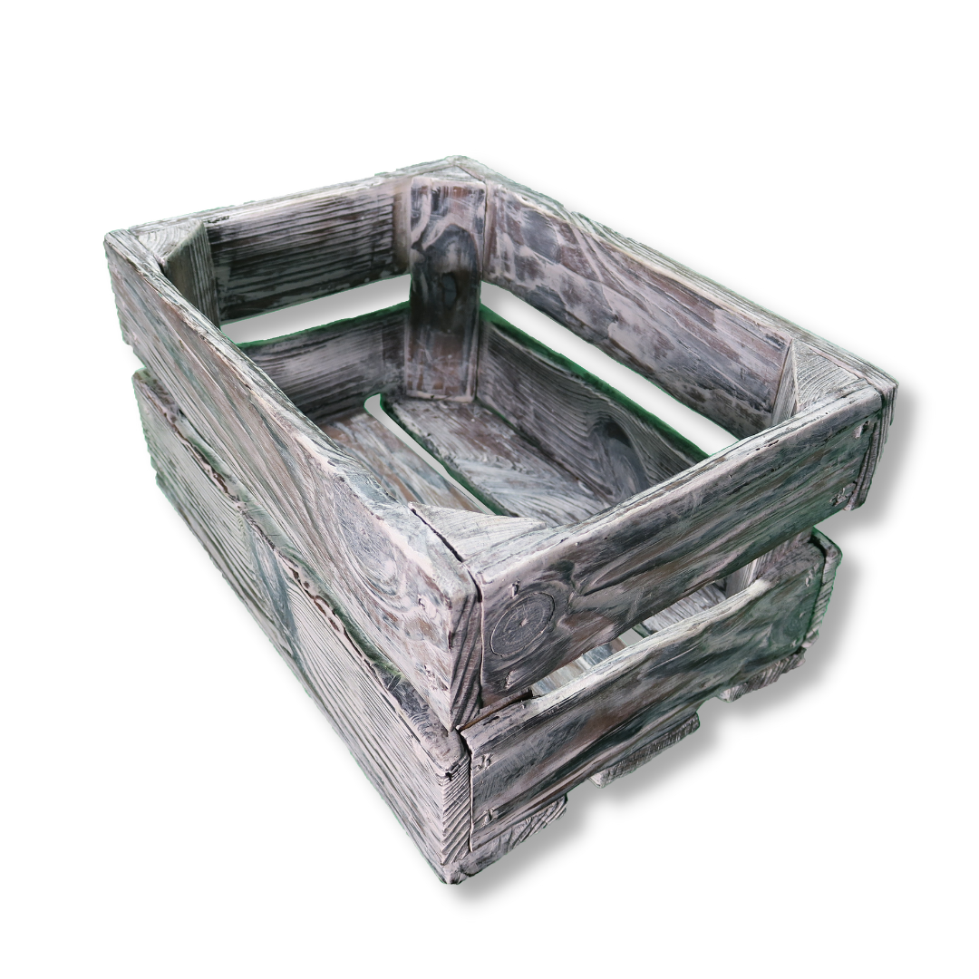Weiße Weinkiste - Holzkiste | Premium Qualität: Geflammt + Geschliffen + Acrylfarbe + mit Leinöl versiegelt | Weiß M