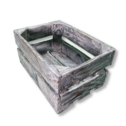 Weiße Weinkiste - Holzkiste | Premium Qualität: Geflammt + Geschliffen + Acrylfarbe + mit Leinöl versiegelt | Weiß M