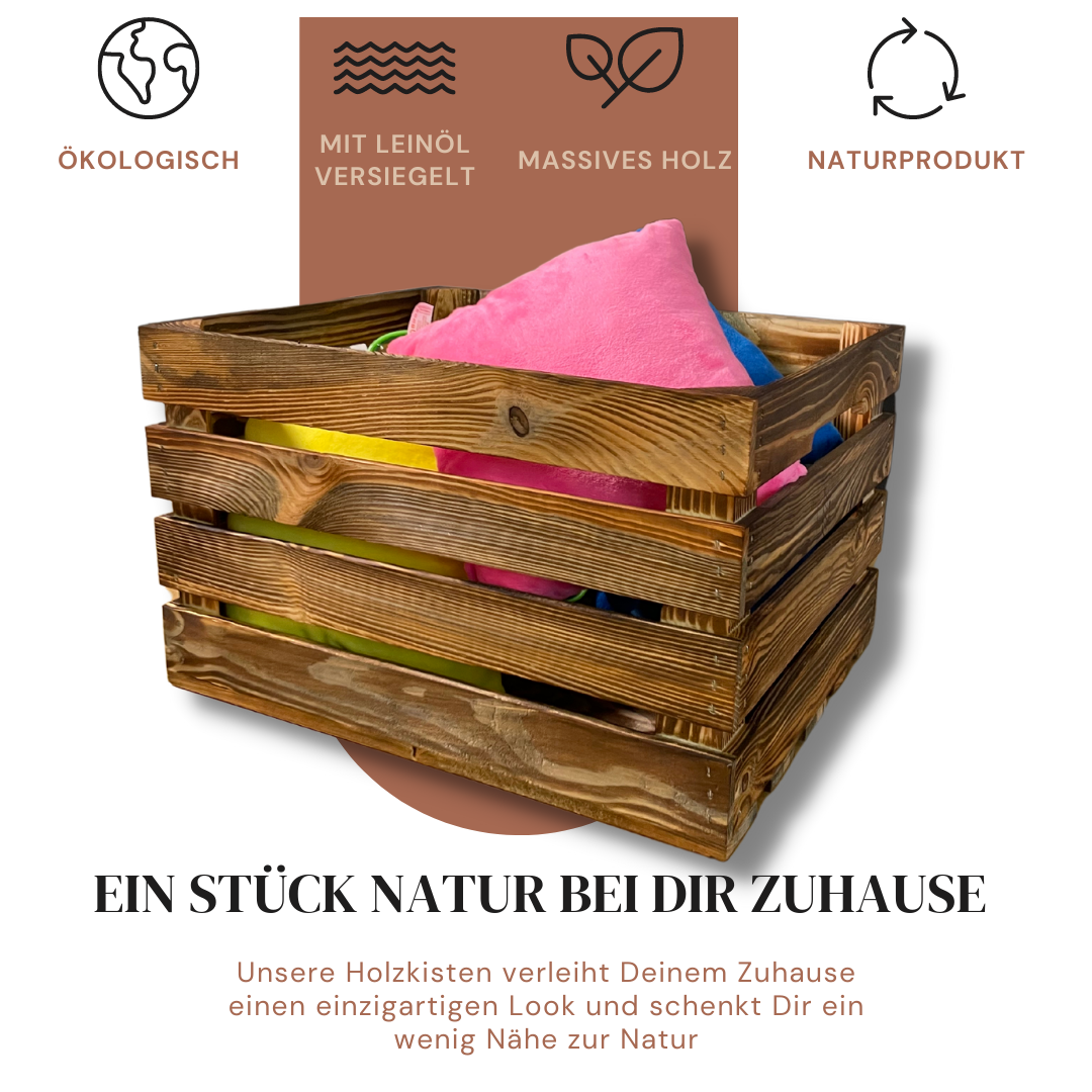 Spar Set 3 Stück Geflammte Weinkiste - Holzkiste | Premium Qualität: Geflammt + Geschliffen + mit Leinöl versiegelt | Vintage Deko: Weinkisten Holz, Obstkiste Holz, Holzkiste, Weinkisten Holz (XL)