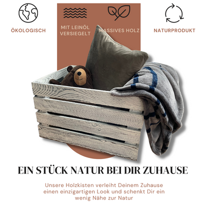 Weiße Weinkiste - Holzkiste | Premium Qualität: Geflammt + Geschliffen + Acrylfarbe + mit Leinöl versiegelt | Weiß XL