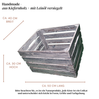 Weiße Weinkiste - Holzkiste | Premium Qualität: Geflammt + Geschliffen + Acrylfarbe + mit Leinöl versiegelt | Weiß XL