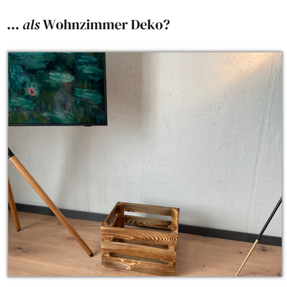 Geflammte Weinkiste - Holzkiste | Premium Qualität: Geflammt + Geschliffen + mit Leinöl versiegelt | L