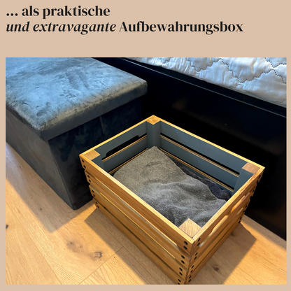 Weinkiste bzw. Holzkiste Vintage aus Kirschbaumholz | Premium Qualität: Geschliffen + mit Leinöl versiegelt | Farbe Grau