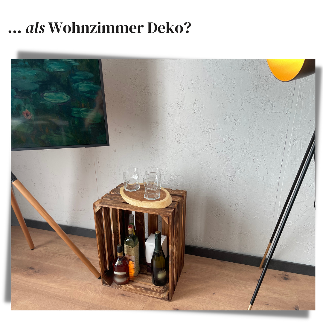 Spar Set 3 Stück Geflammte Weinkiste - Holzkiste | Premium Qualität: Geflammt + Geschliffen + mit Leinöl versiegelt | Vintage Deko: Weinkisten Holz, Obstkiste Holz, Holzkiste, Weinkisten Holz (XL)