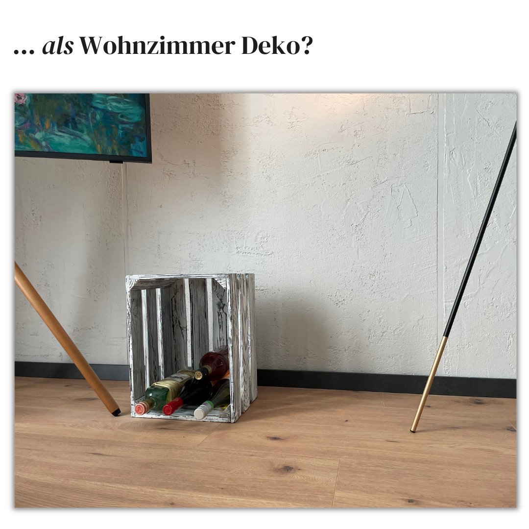 Weiße Weinkiste - Holzkiste | Premium Qualität: Geflammt + Geschliffen + Acrylfarbe + mit Leinöl versiegelt | Weiß L