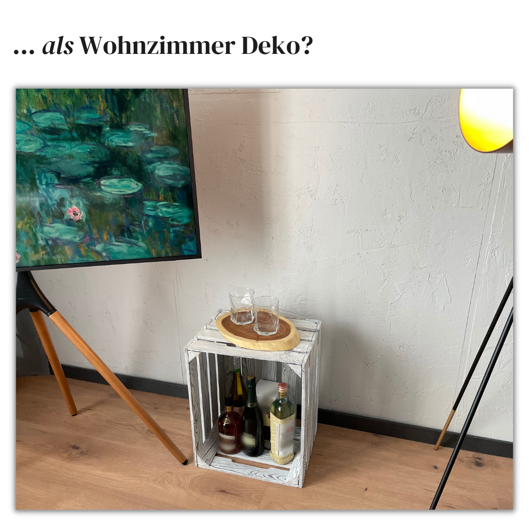 Weiße Weinkiste - Holzkiste | Premium Qualität: Geflammt + Geschliffen + Acrylfarbe + mit Leinöl versiegelt | Weiß XL