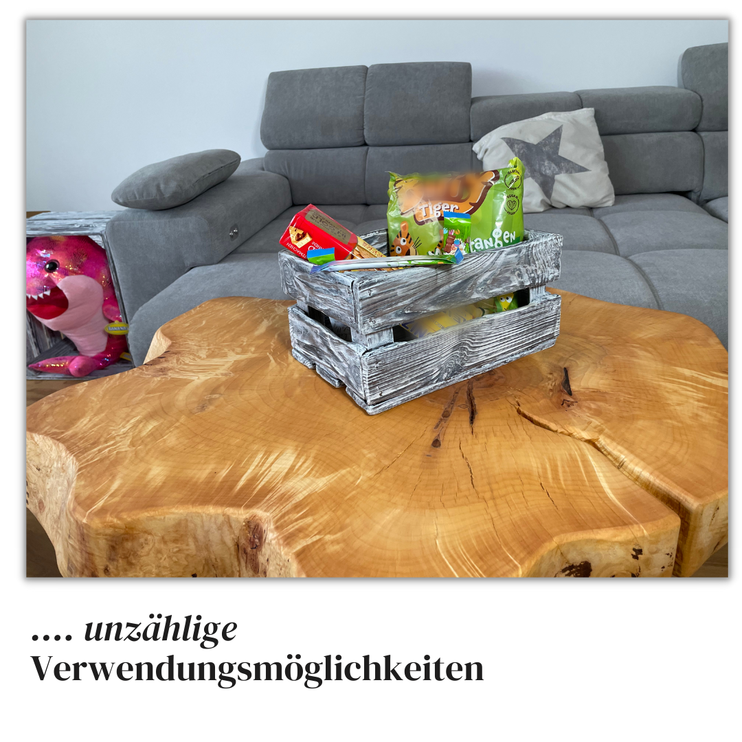 Weiße Weinkiste - Holzkiste | Premium Qualität: Geflammt + Geschliffen + Acrylfarbe + mit Leinöl versiegelt | Weiß M
