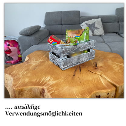 Weiße Weinkiste - Holzkiste | Premium Qualität: Geflammt + Geschliffen + Acrylfarbe + mit Leinöl versiegelt | Weiß M
