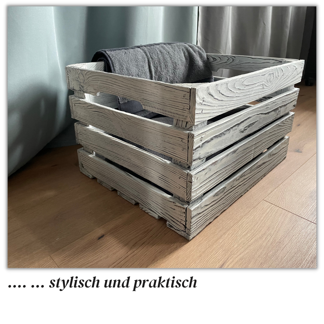 Weiße Weinkiste - Holzkiste | Premium Qualität: Geflammt + Geschliffen + Acrylfarbe + mit Leinöl versiegelt | Weiß XL