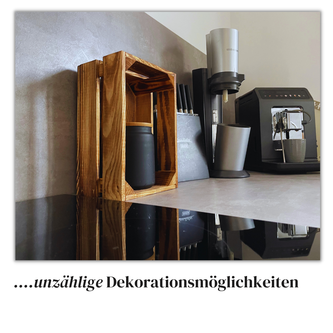 Geflammte Weinkiste - Holzkiste | Premium Qualität: Geflammt + Geschliffen + mit Leinöl versiegelt | M
