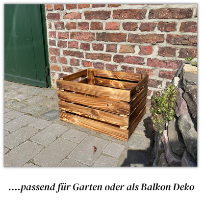 Spar Set 3 Stück Geflammte Weinkiste - Holzkiste | Premium Qualität: Geflammt + Geschliffen + mit Leinöl versiegelt | Vintage Deko: Weinkisten Holz, Obstkiste Holz, Holzkiste, Weinkisten Holz (XL)