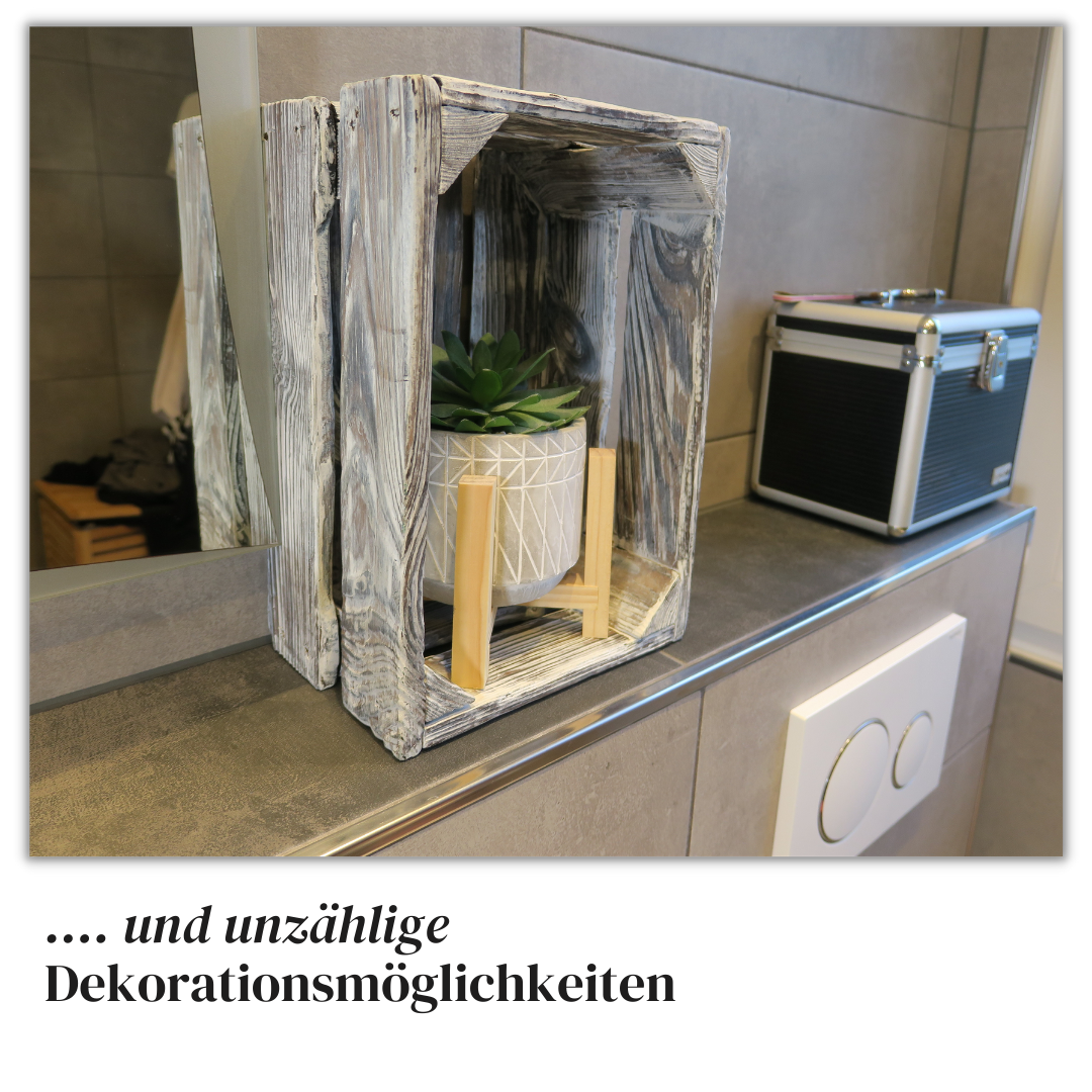 Weiße Weinkiste - Holzkiste | Premium Qualität: Geflammt + Geschliffen + Acrylfarbe + mit Leinöl versiegelt | Weiß M