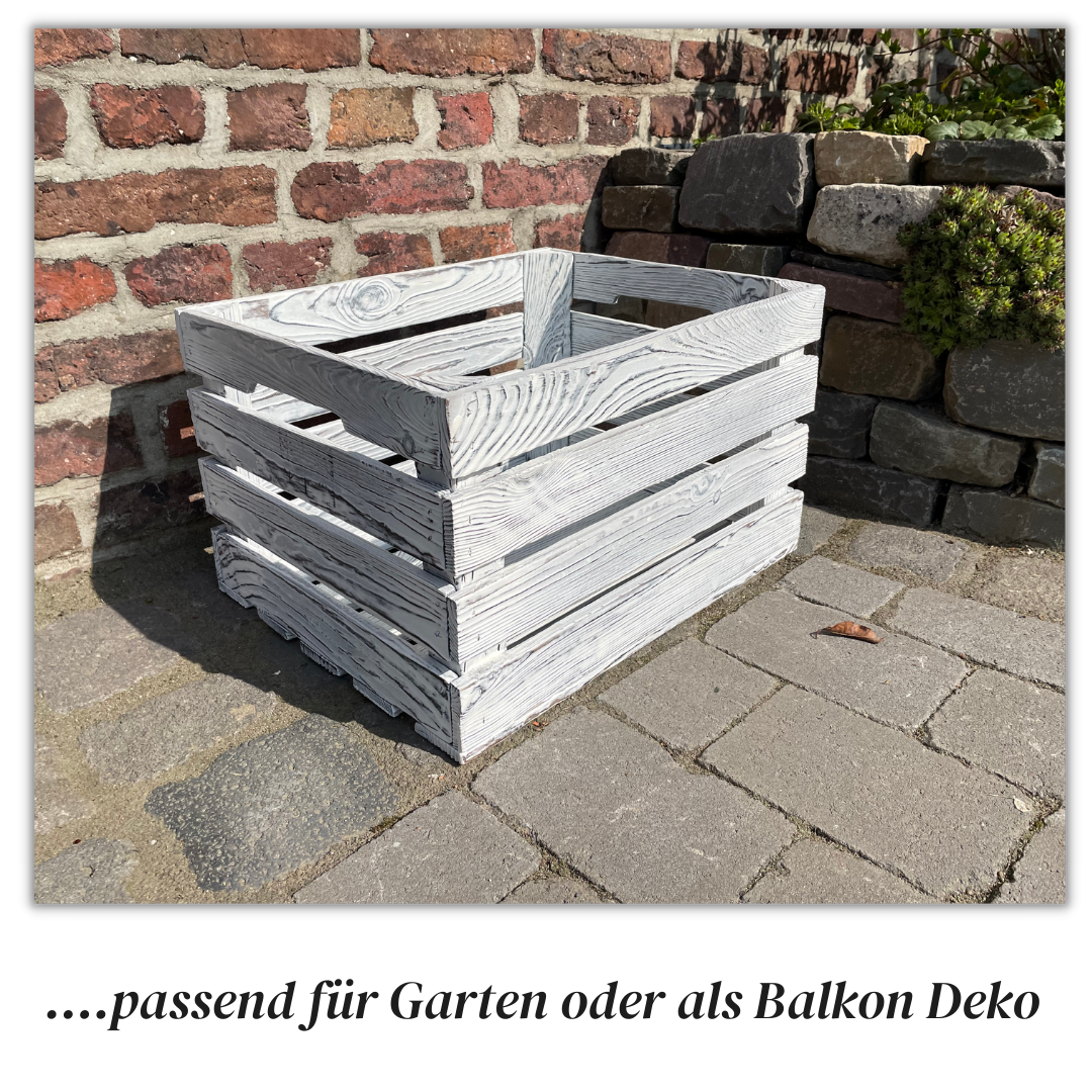 Weiße Weinkiste - Holzkiste | Premium Qualität: Geflammt + Geschliffen + Acrylfarbe + mit Leinöl versiegelt | Weiß XL
