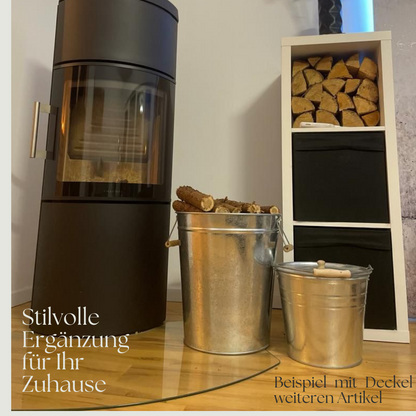 Zinkeimer 12 Liter - perfekte Kombination für Haus und Garten - mit Holzgriffen + Deckel