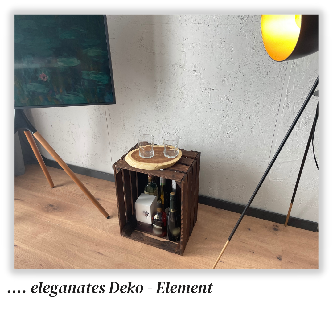 Zweifach Geflammte Weinkiste - Holzkiste | Premium Qualität: Geflammt + Geschliffen + mit Leinöl versiegelt | Schoko-Braun XL