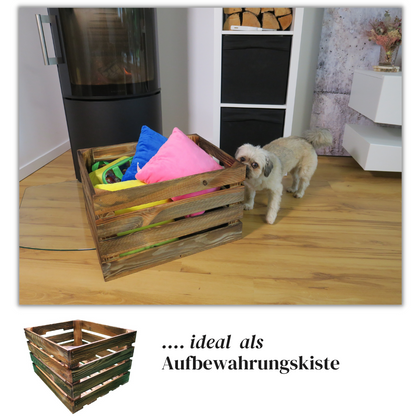 Geflammte Weinkiste - Holzkiste | Premium Qualität: Geflammt + Geschliffen + mit Leinöl versiegelt | XL
