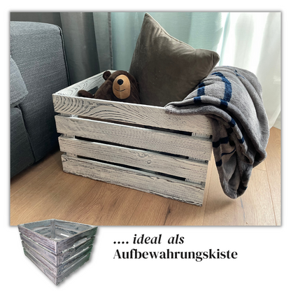 Weiße Weinkiste - Holzkiste | Premium Qualität: Geflammt + Geschliffen + Acrylfarbe + mit Leinöl versiegelt | Weiß XL